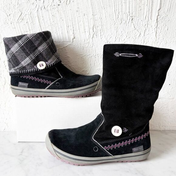 Timberland Shoes - Timberland Smartwool Boots Women's 9 Black Suede Plaid Roll Down Button Cuff